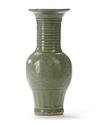 A CHINESE LONGQUAN CELADON BALUSTER VASE, MING DYNASTY (1368-1644)