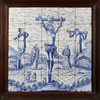A BLUE AND WHITE DELFT TILE PANEL DEPICTING THE CRUCIFIXION, SECOND HALF 18TH CENTURY