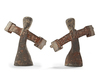 A PAIR OF CHINESE POTTERY FEMALE DANCERS, EASTERN HAN DYNASTY (25-220 AD)