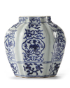 A CHINESE BLUE AND WHITE LOBBED JAR, MING DYNASTY