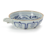 A CHINESE BLUE AND WHITE 'EGRETS AND LOTUS' POURING BOWL, YUAN DYNASTY