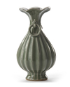 A CHINESE LONGQUAN CELADON FLUTED PEAR-SHAPED VASE, SONG DYNASTY (960–1279)