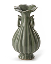 A CHINESE LONGQUAN CELADON FLUTED PEAR-SHAPED VASE, SONG DYNASTY (960–1279)