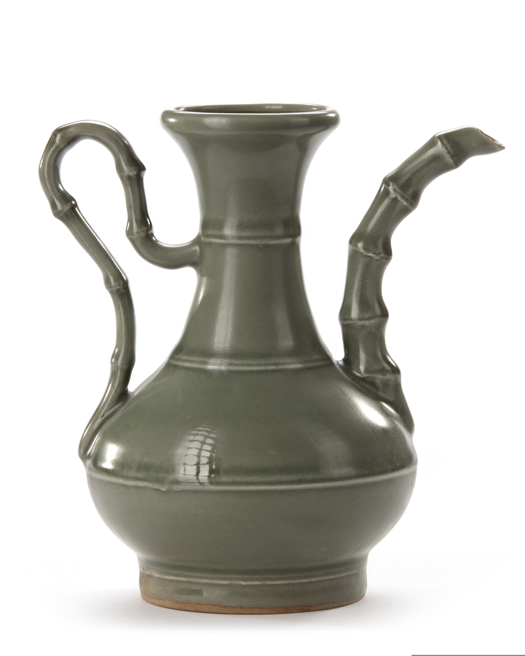 A CHINESE LONGQUAN CELADON BAMBOO EWER, SONG DYNASTY (960-1279)