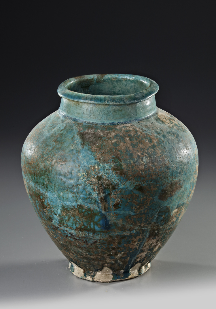 A Kashan Turquoise Glazed Jar Persia 12th 13th Century