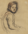 ALBERT VAN DIJCK - DRAWING OF A SITTING GIRL