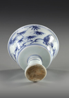 A CHINESE BLUE AND WHITE STEM CUP, MING DYNASTY (1368-1644)OR LATER