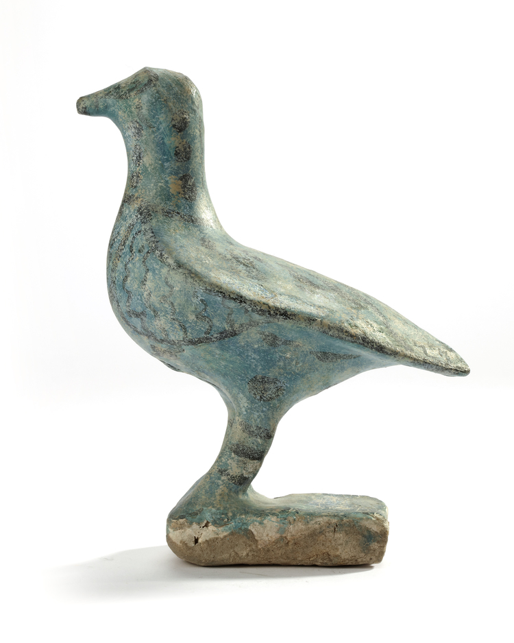 AN ISLAMIC TURQUOISE GLAZED FIGURE OF A BIRD, 13TH CENTURY