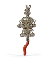 A SILVER PLATE RATTLE WITH CORAL, LATE 19TH CENTURY