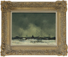 JOS DUFOUR (1896-1976), HOUSES IN A WINTRY LANDSCAPE, OIL ON CANVAS