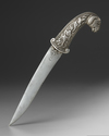 A SILVER RAM'S HEAD-HILTED DAGGER, INDIA, FIRST HALF 19TH CENTURY