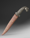 A SILVER RAM'S HEAD-HILTED DAGGER, INDIA, FIRST HALF 19TH CENTURY