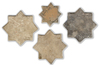 FOUR STAR-SHAPED KASHAN TILES, PERSIA, 13TH-14TH CENTURY