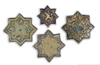 FOUR STAR-SHAPED KASHAN TILES, PERSIA, 13TH-14TH CENTURY