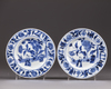 A pair of small Chinese blue and white plates