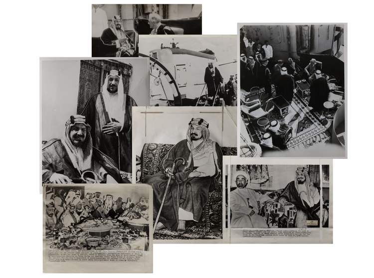 A COLLECTION OF SEVEN OLD PICTURES OF KING ABDUL AZIZ AL SAUD, 1ST KING OF SAUDIA ARABIA, 1940S-EARLY 1950S