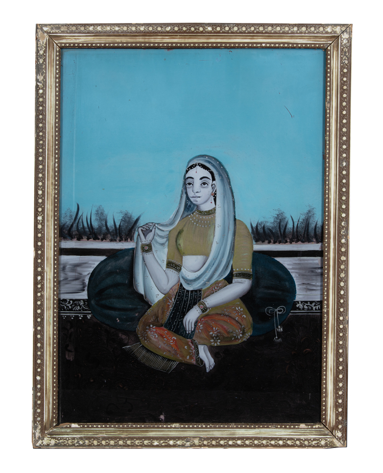 AN INDIAN REVERSE-GLASS PAINTING, 20TH CENTURY