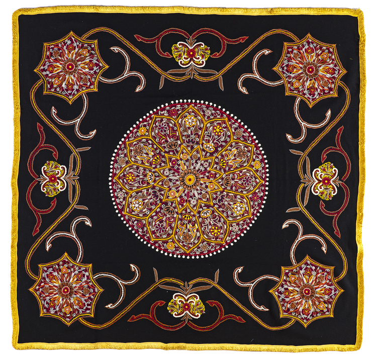 AN EMBROIDERED AND APPLIQUÉ WOOL RESHT PANEL  PERSIA, 20TH CENTURY
