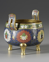 A CHINESE CLOISONNE ENAMEL TRIPOD CENCER, MING DYNASTY (1368-1644) OR LATER
