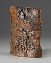 A CHINESE BAMBOO CARVING OF A MOUNTAIN, QING DYNASTY