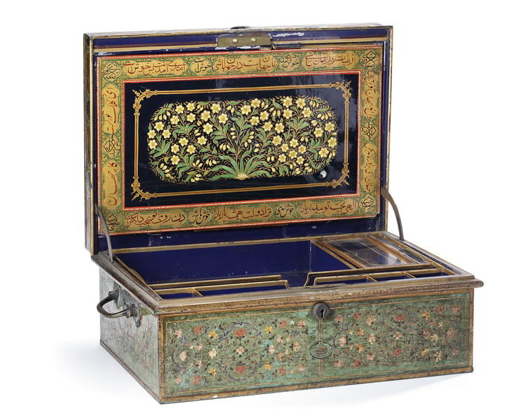 AN ANGLO-PERSIAN METAL DISPATCH BOX BY ALLIBHOY VALLIJEE & SONS 1897