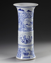 A CHINESE BLUE AND WHITE GU VASE, QING DYNASTY (1644-1911)