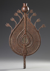 AN EARLY  SAFAVID PIERCED BRONZE PROCESSIONAL STANDARD (ALAM), PERSIA, DATED 924 AH/1518 AD