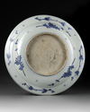 A LARGE CHINESE BLUE AND WHITE 'GRAPES' CHARGER, JIAJING PERIOD (1522-1566)