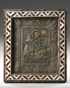 A SILVER EMBROIDERED ICON OF SAINT GEORGE, 19TH CENTURY
