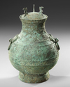 A CHINESE BRONZE RITUAL HU VASE, HAN DYNASTY OR LATER