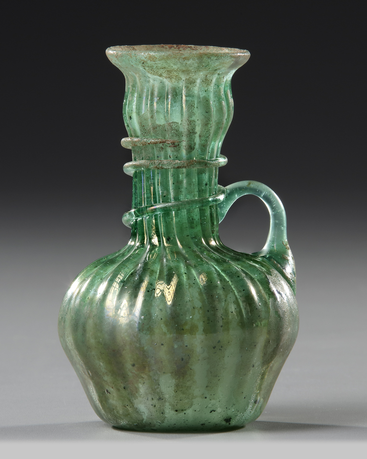 A PERSIAN GLASS EWER, 12TH-13TH CENTURY