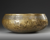 A MAMLUK SILVER INLAID BRASS BOWL, EGYPT OR SYRIA,  EARLY 14TH CENTURY