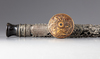 A CHINESE BONE AND SILVER PLATED CARVED OPIUM PIPE , 20TH CENTURY