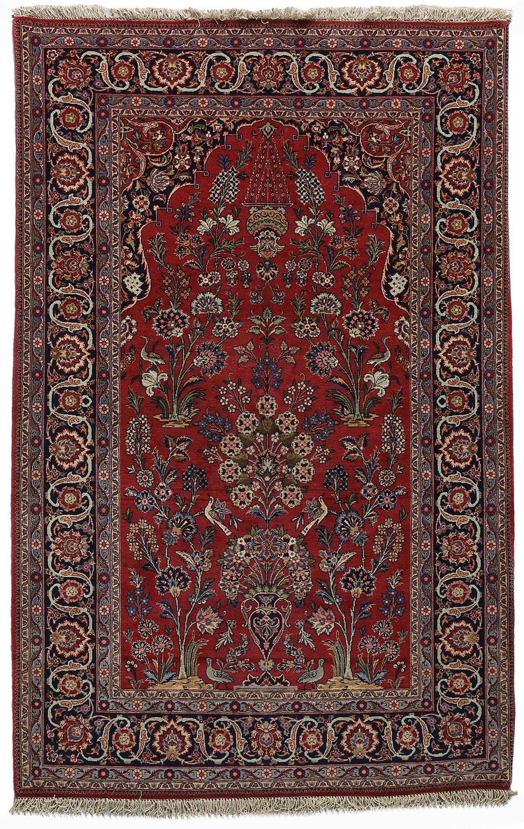 A KASHAN PRAGER RUG WITH SILK, PERSIA