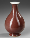 A CHINESE COPPER-RED GLAZED PEAR-SHAPED VASE, 19TH CENTURY
