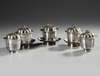 A GROUP OF CHINESE EXPORT SILVER FIVE CUPS AND THREE SAUCERS, 19TH CENTURY