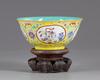 A CHINESE YELLOW-GROUND MEDAILLON BOWL, 20TH CENTURY