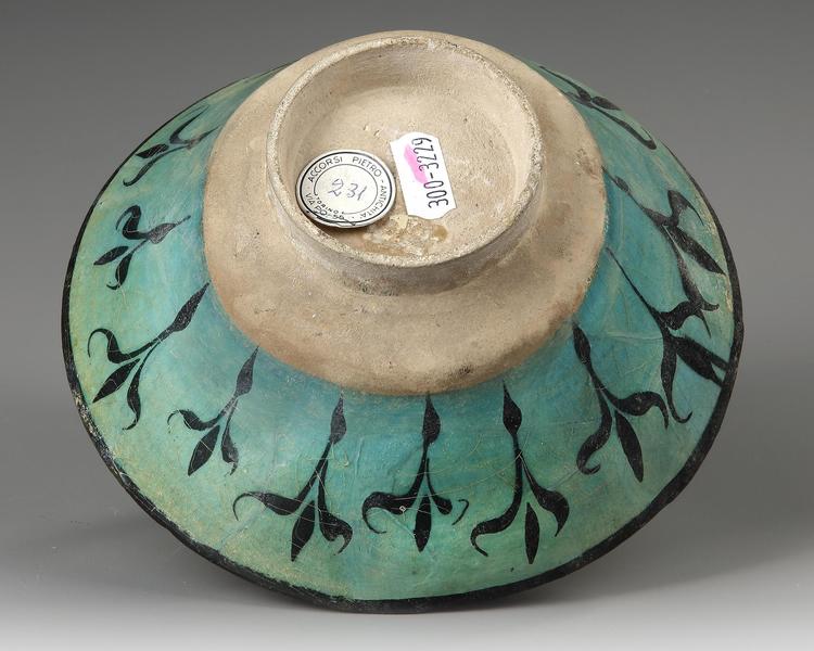 A Kashan Turquoise Blue Glazed Pottery Bowl Persia 12th 13th Century