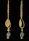 A LARGE PAIR OF GRECO-ROMAN GOLD EARRINGS WITH GARNET AFRICAN HEADS, 2ND CENTURY BC-1ST CENTURY AD