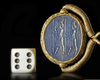 AN ACHAEMENID BLUE CHALCEDONY SEAL IN GOLD MOUNT, 5TH CENTURY BC