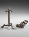 A BRONZE LAMP WITH PANTHER FOOT CANDELABRA, EARLY BYZANTINE,  5TH-6TH CENTURY AD