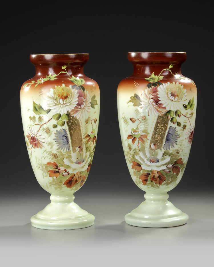 A PAIR OF ENAMELLED VASES, FRANCE, 19TH CENTURY