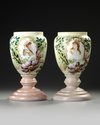 A PAIR OF OPALINE VASES WITH PORTRAITS, FRANCE, 19TH CENTURY