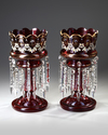 A PAIR OF LARGE BOHEMIAN MANTLE LUSTERS, MADE FOR THE ISLAMIC MARKET, 19TH CENTURY