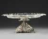 A LARGE FRENCH HAND CARVED CRYSTAL ON A SILVER FOOT, EARLY 19TH CENTURY