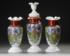 A SET OF THREE FRENCH OPALINE VASES, 19TH CENTURY