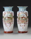 A PAIR OF FRENCH OPALINE VASES, 19TH CENTURY