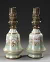 A PAIR OF FRENCH PORCELAIN OIL LAMPS, 19TH CENTURY