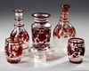 A GROUP OF RED PAINTED BOHEMIAN GLASSES, CIRCA 1880