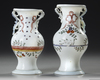 TWO FRENCH HAND PAINTED OPALINE VASES,  CIRCA 1750-1780